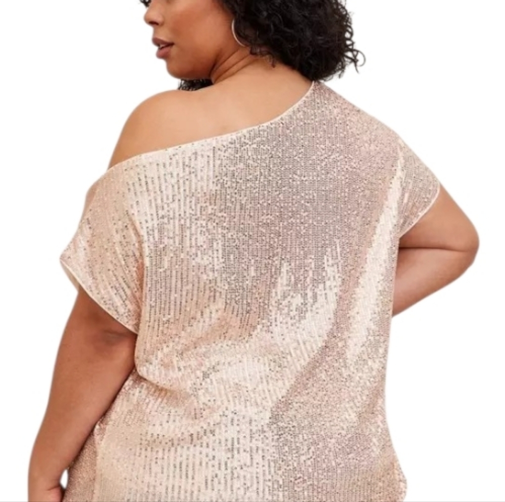TORRID Gold Sequin Off-the-Shoulder Short Sleeve Top NEW 12 - Picture 2 of 13